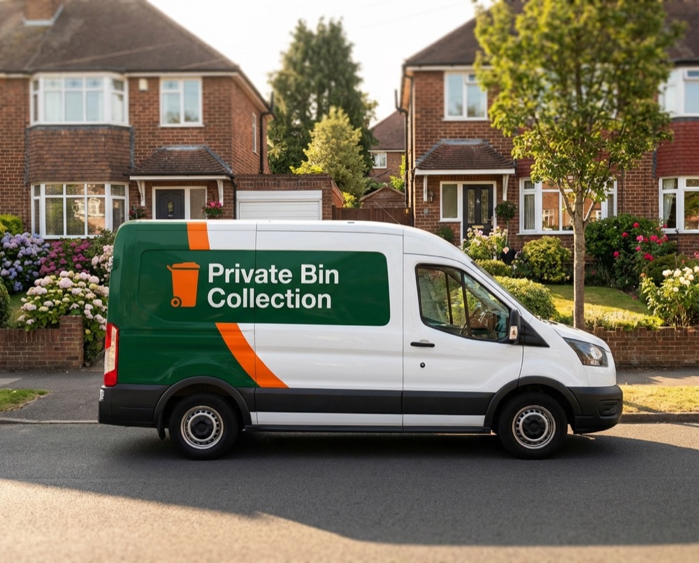 Local bin collection van serving Chichester neighbourhood
